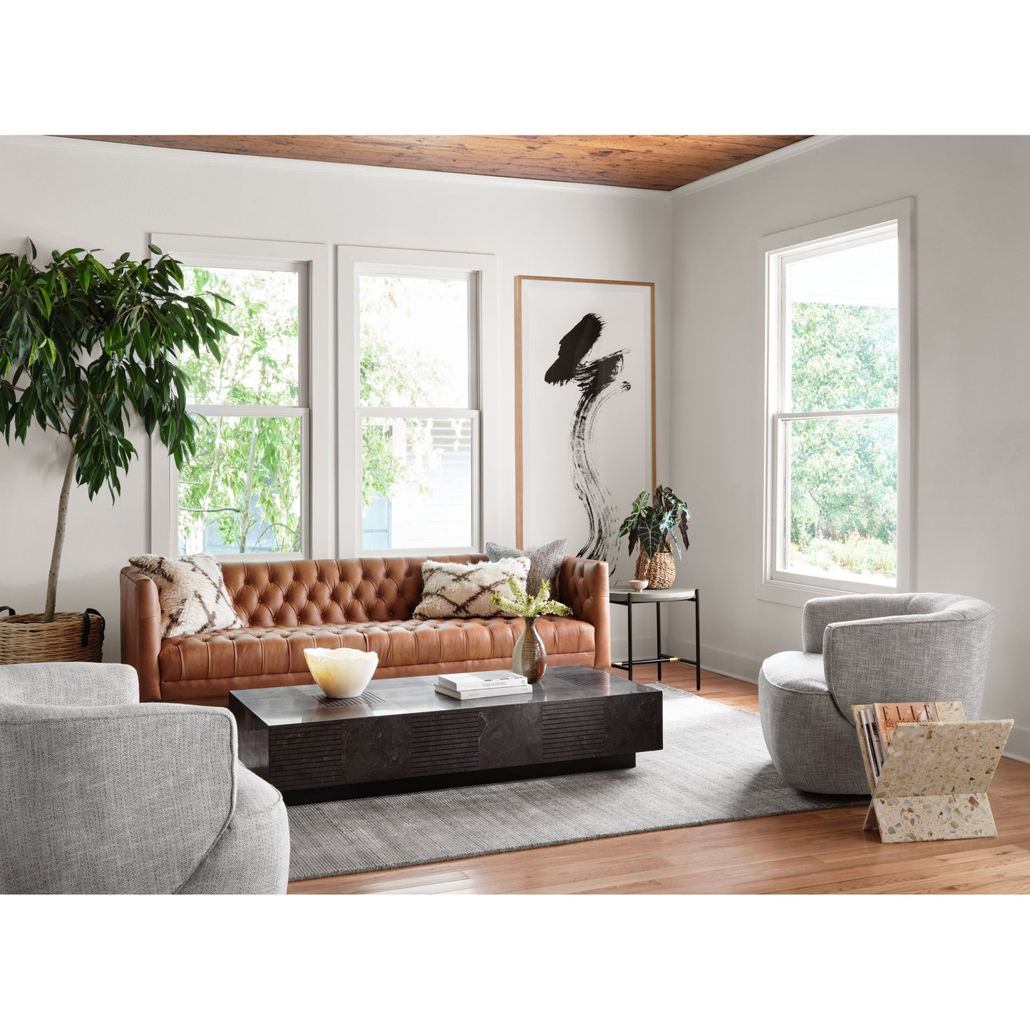 001 SI-1716083 | Lifestyle | Masera Rectangular Coffee Table by Four Hands. Made from unique in a modern style.