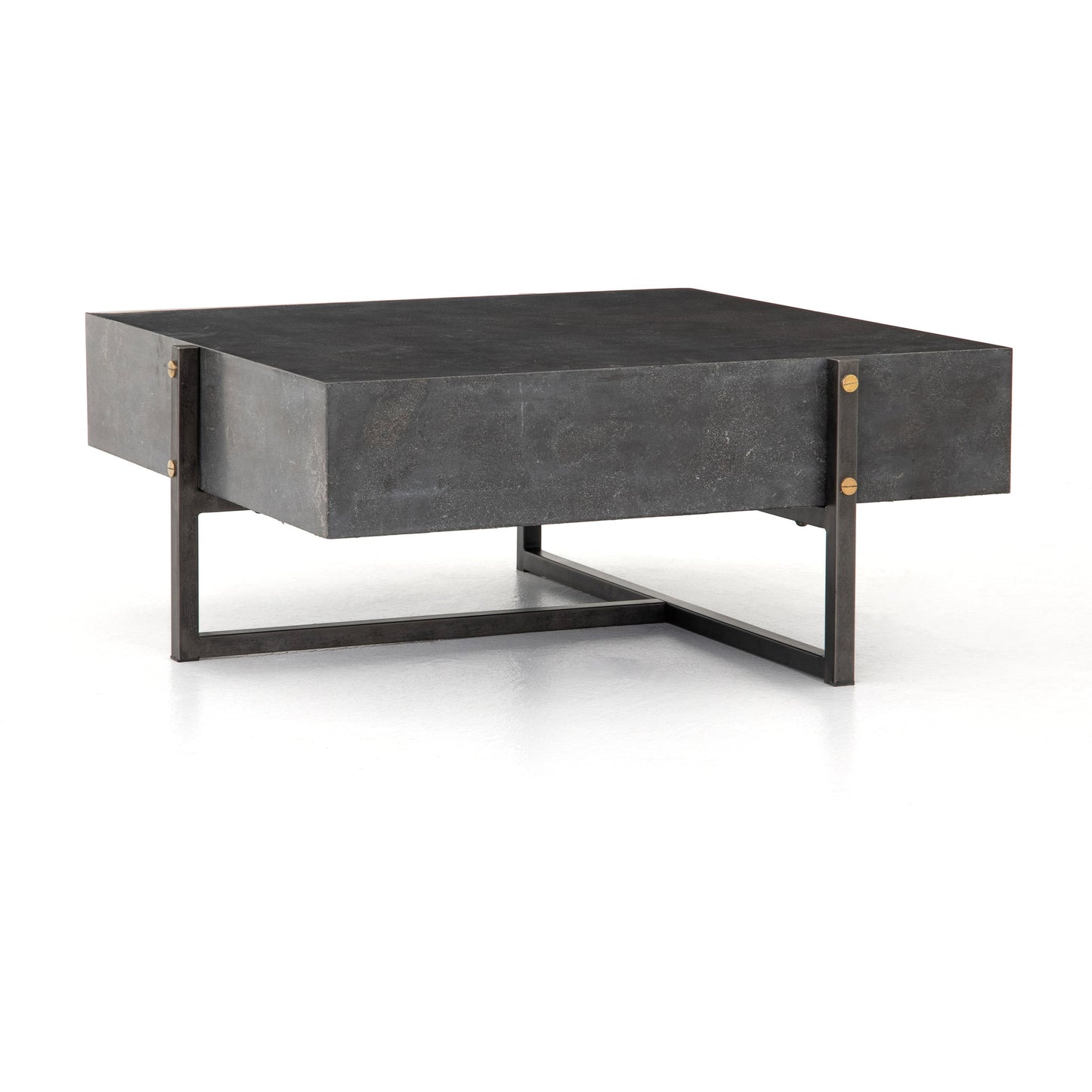 003 SI-1715804 | Additional Silo | Keppler Square Coffee Table by Four Hands in light rustic black, bluestone and light rustic black, blue stone. Made from bluestone, iron, hd metal in a modern style.