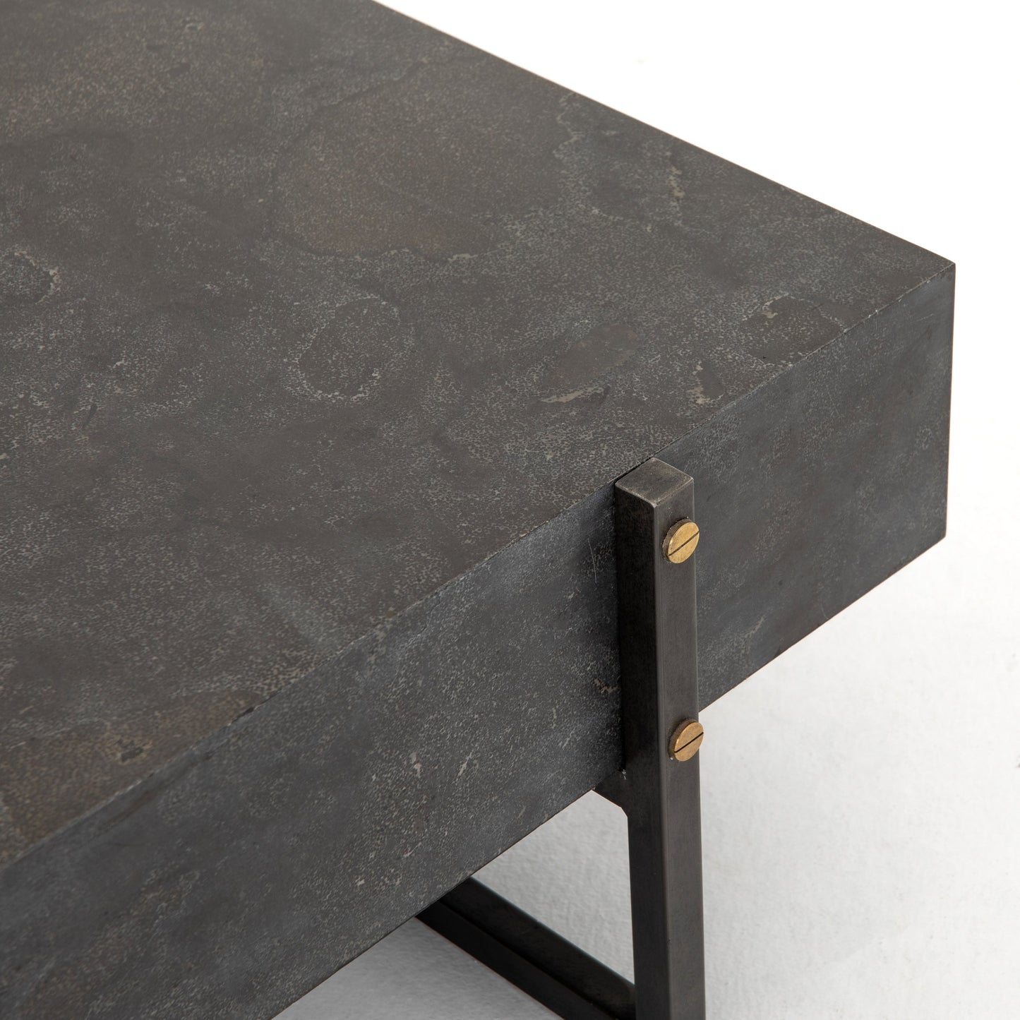 009 SI-1715804 | Additional Silo | Keppler Square Coffee Table by Four Hands in light rustic black, bluestone and light rustic black, blue stone. Made from bluestone, iron, hd metal in a modern style.