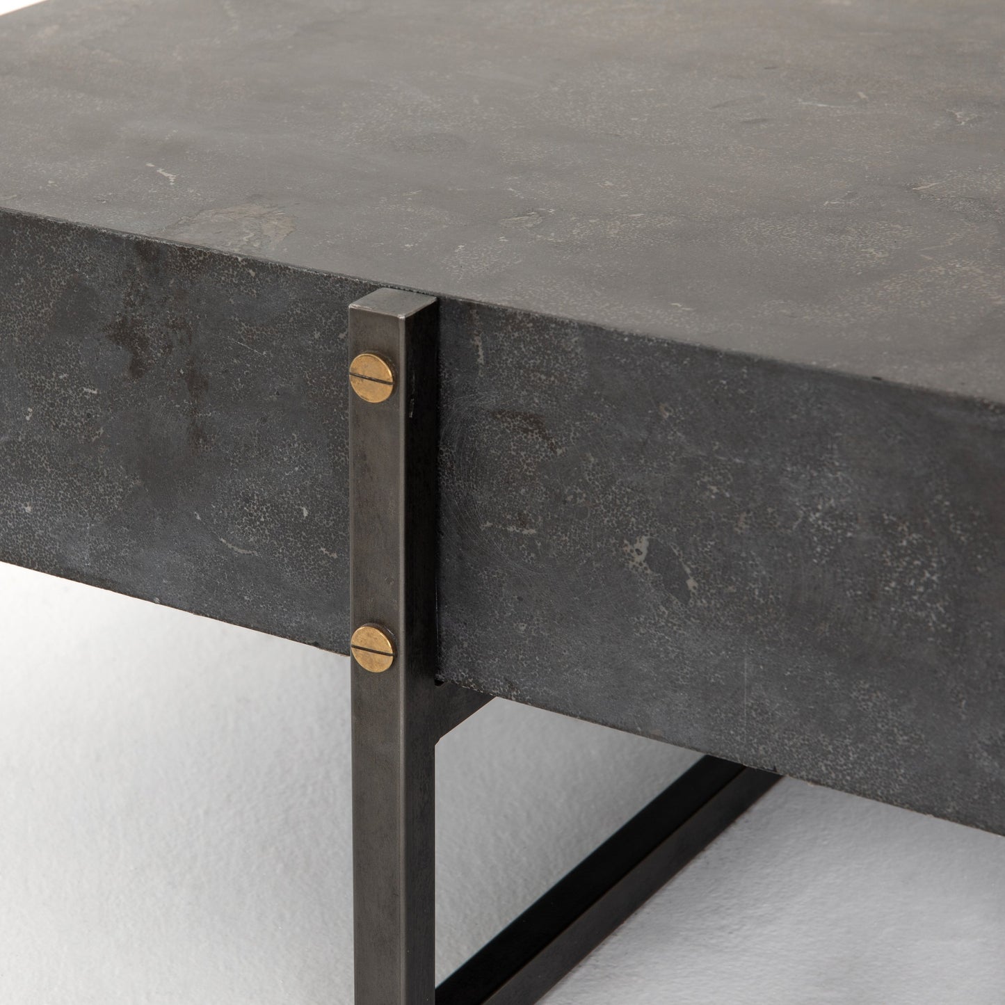 011 SI-1715804 | Additional Silo | Keppler Square Coffee Table by Four Hands in light rustic black, bluestone and light rustic black, blue stone. Made from bluestone, iron, hd metal in a modern style.