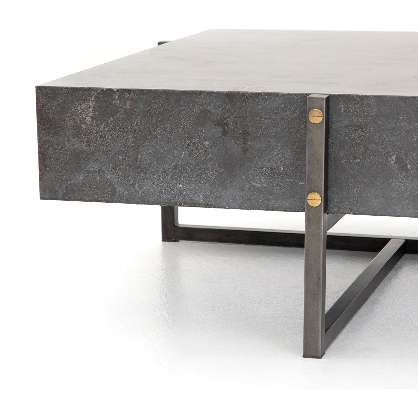 012 SI-1715804 | Additional Silo | Keppler Square Coffee Table by Four Hands in light rustic black, bluestone and light rustic black, blue stone. Made from bluestone, iron, hd metal in a modern style.