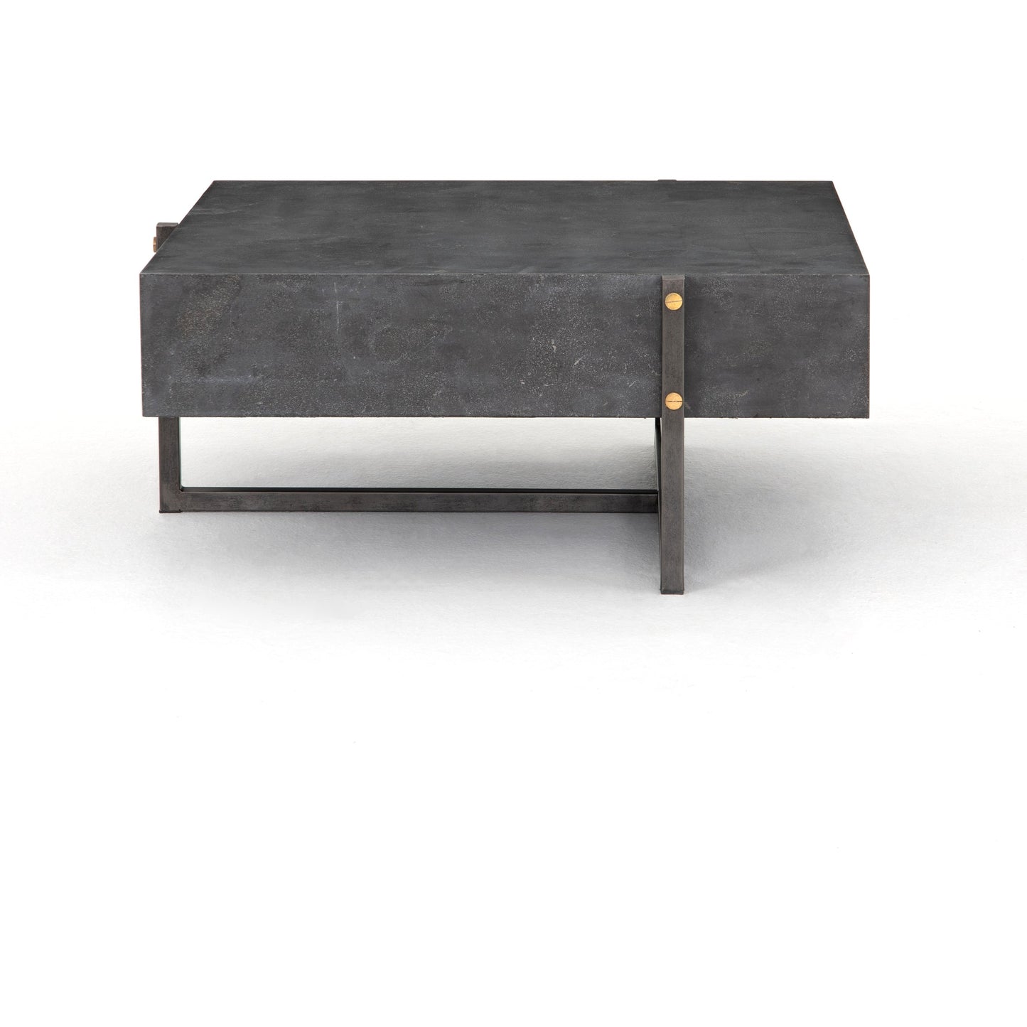 005 SI-1715804 | Additional Silo | Keppler Square Coffee Table by Four Hands in light rustic black, bluestone and light rustic black, blue stone. Made from bluestone, iron, hd metal in a modern style.