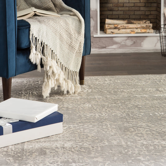 Cirque CIQ07 Rug by Jaipur Living in gray. Made from viscose, polyester in a unique style.