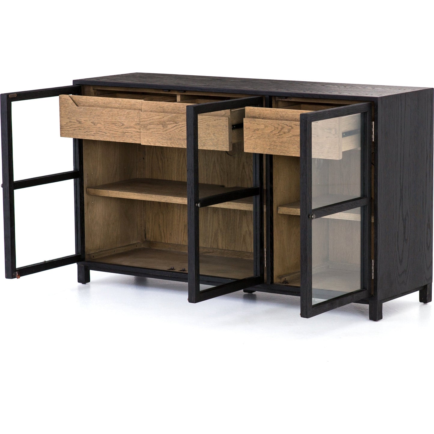 004 SR-369139 | Additional Silo | Millie Sideboard by Four Hands in matte black, drifted oak. Made from unique in a modern style.