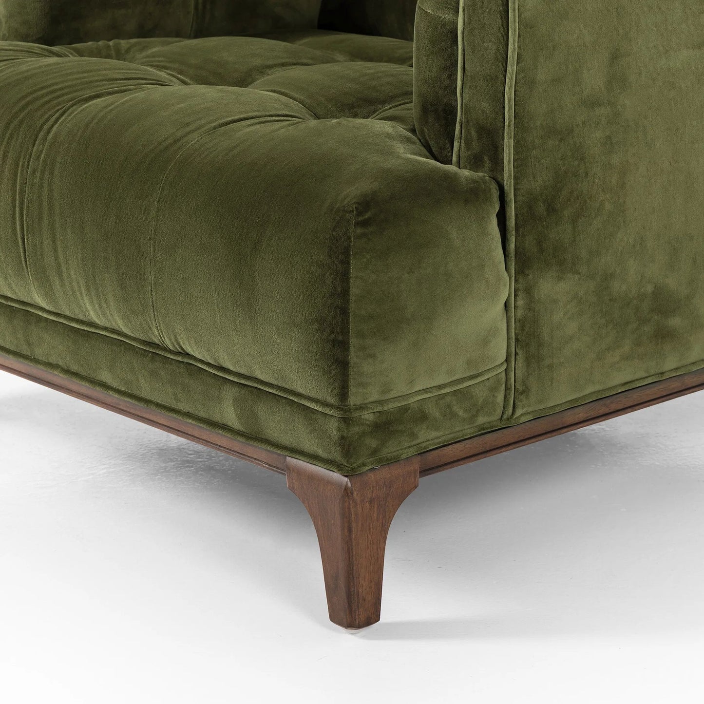 139 SI-2001232 | Closeup | Dylan Chair by Four Hands in sapphire olive, aspen grey. Made from 92% polyester, 5% cotton, 3% latex, solid parawood, 100% polyester in a modern style.