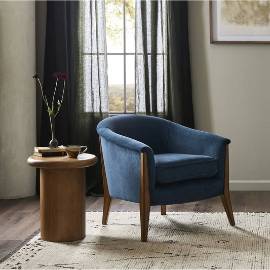 Nomad Chair by Four Hands in plush azure and antique cocoa. Made from 100% polyester, solid parawood in a modern style.