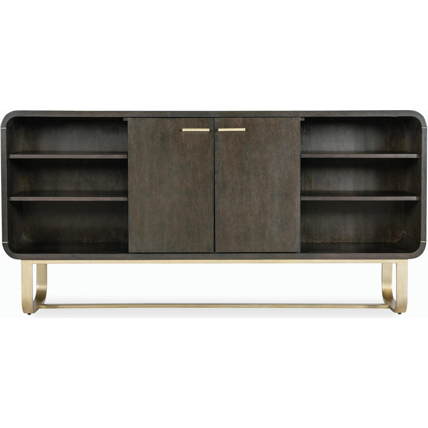 002 SI-2185842 | Additional Silo | Commerce & Market Metropolitan Credenza by Hooker Furniture in dark wood and dark wood finish. Made from oak veneers, metal tube and sheet metal in a modern style.