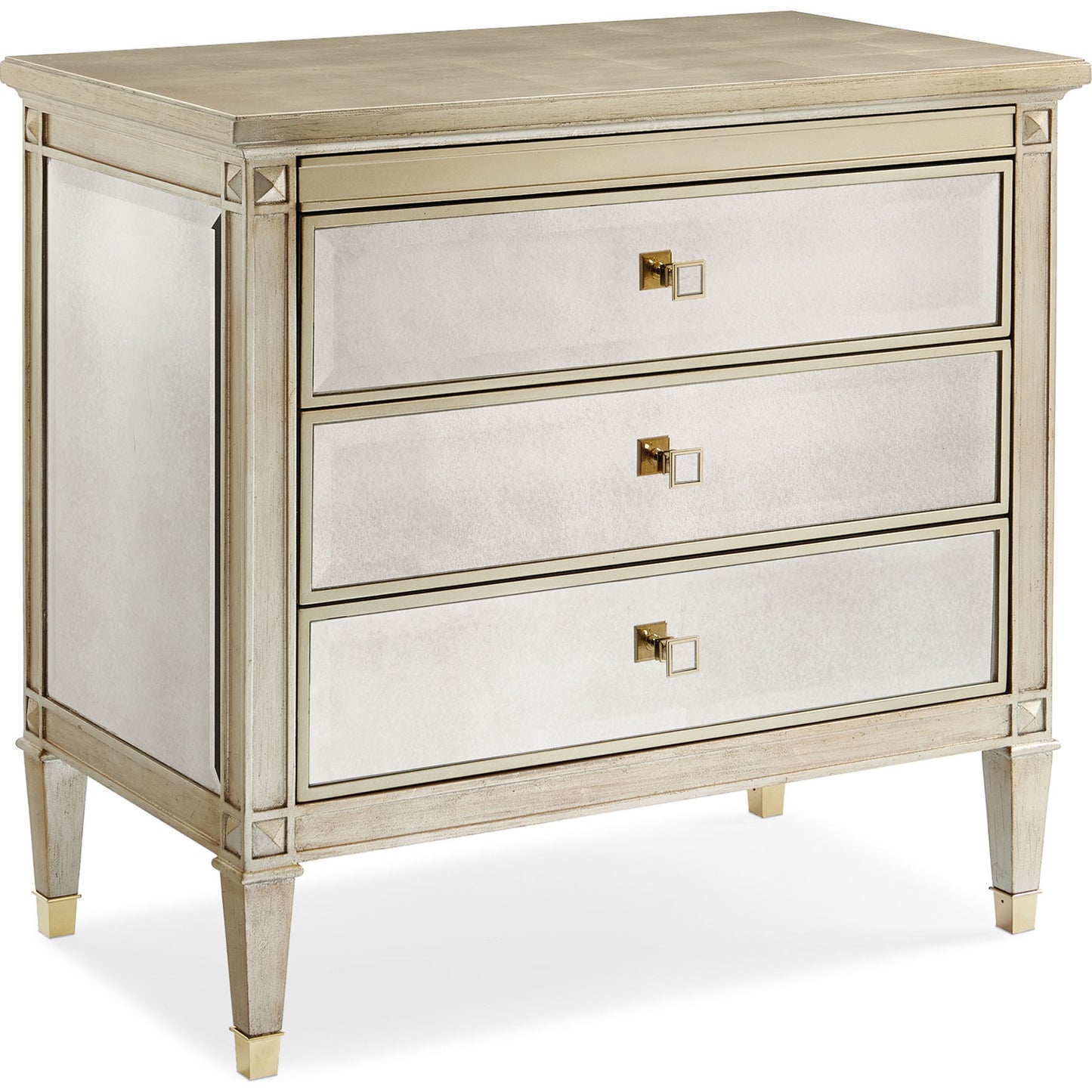 001 SR-768430 | Primary Silo | A Classic Beauty Chest by Caracole in silver and auric, gold bullion paint. Made from birch, maple, pine in a traditional style.