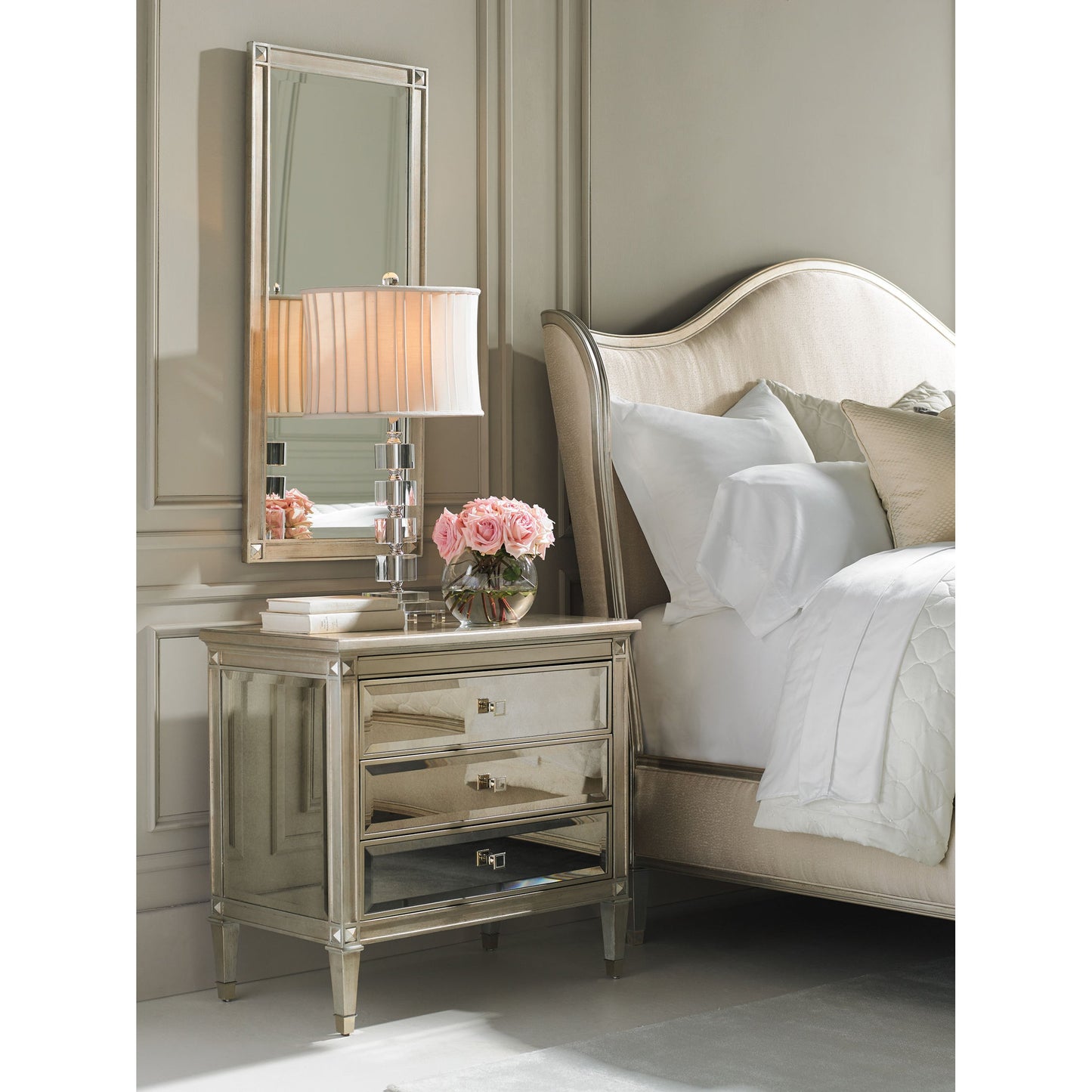 003 SR-768430 | Lifestyle | A Classic Beauty Chest by Caracole in silver and auric, gold bullion paint. Made from birch, maple, pine in a traditional style.