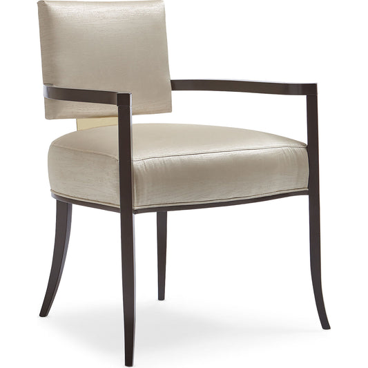 Reserved Seating Armchair by Caracole in gold and seal skin, whisper of gold. Made from birch in a transitional style.