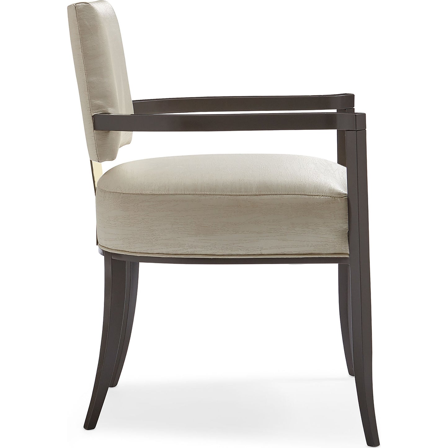 005 SR-769018 | Additional Silo | Reserved Seating Armchair by Caracole in gold and seal skin, whisper of gold. Made from birch in a transitional style.