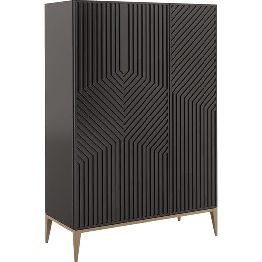 Out Of Line Chest by Caracole in champagne gold and dark chocolate. Made from birch, metal, walnut, maple in a modern style.