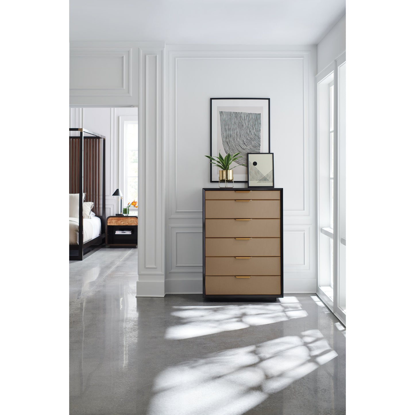 005 SI-1756708 | Lifestyle | Wrap It up Chest by Caracole in champagne gold and dark chocolate, champagne gold. Made from birch, maple in a modern style.