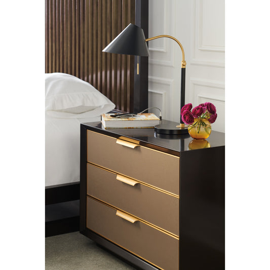 Triple Wrap Nightstand by Caracole in dark chocolate, champagne gold and dark chocolate, champagne gold. Made from birch, maple in a modern style.