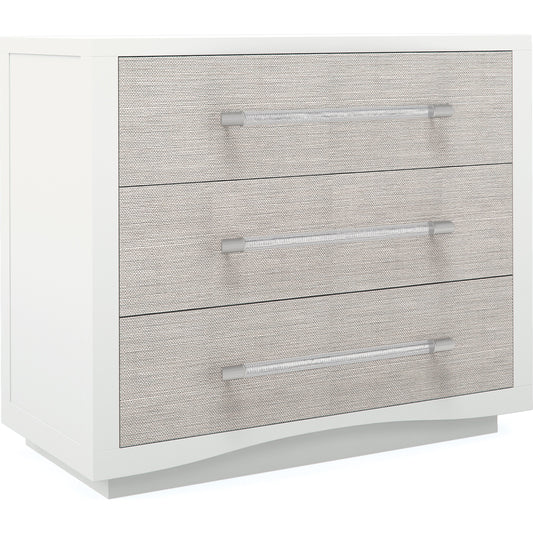 001 SI-1756615 | Primary Silo | A Clear Touch Nightstand by Caracole in silver, acrylic, nickel and sun kissed silver, satin nickel. Made from ash, raffia in a modern style.