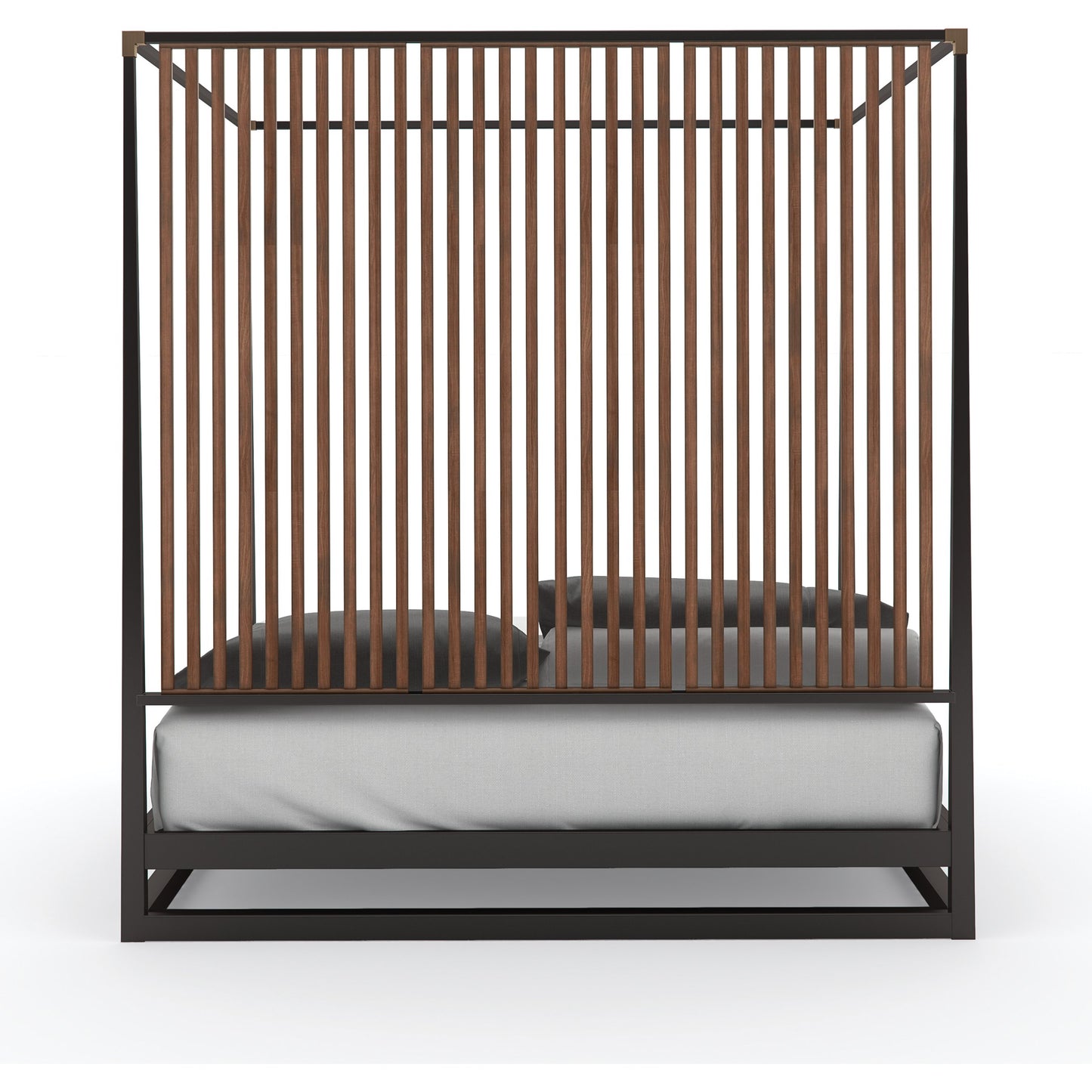 004 SI-1756672,SI-1756673 | Additional Silo | Pinstripe Canopy Bed by Caracole in walnut, dark chocolate, champagne gold and rich walnut, dark chocolate. Made from birch, walnut in a modern style.