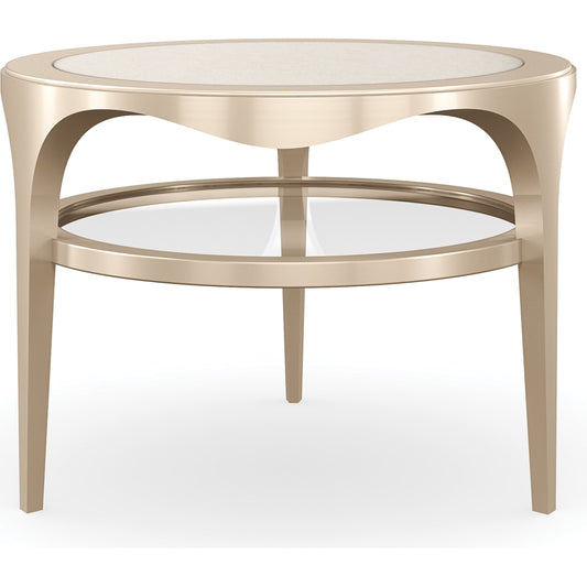Up And Over Cocktail Table by Caracole in white, champagne, pearl and champagne pearl. Made from birch, stone in a transitional style.