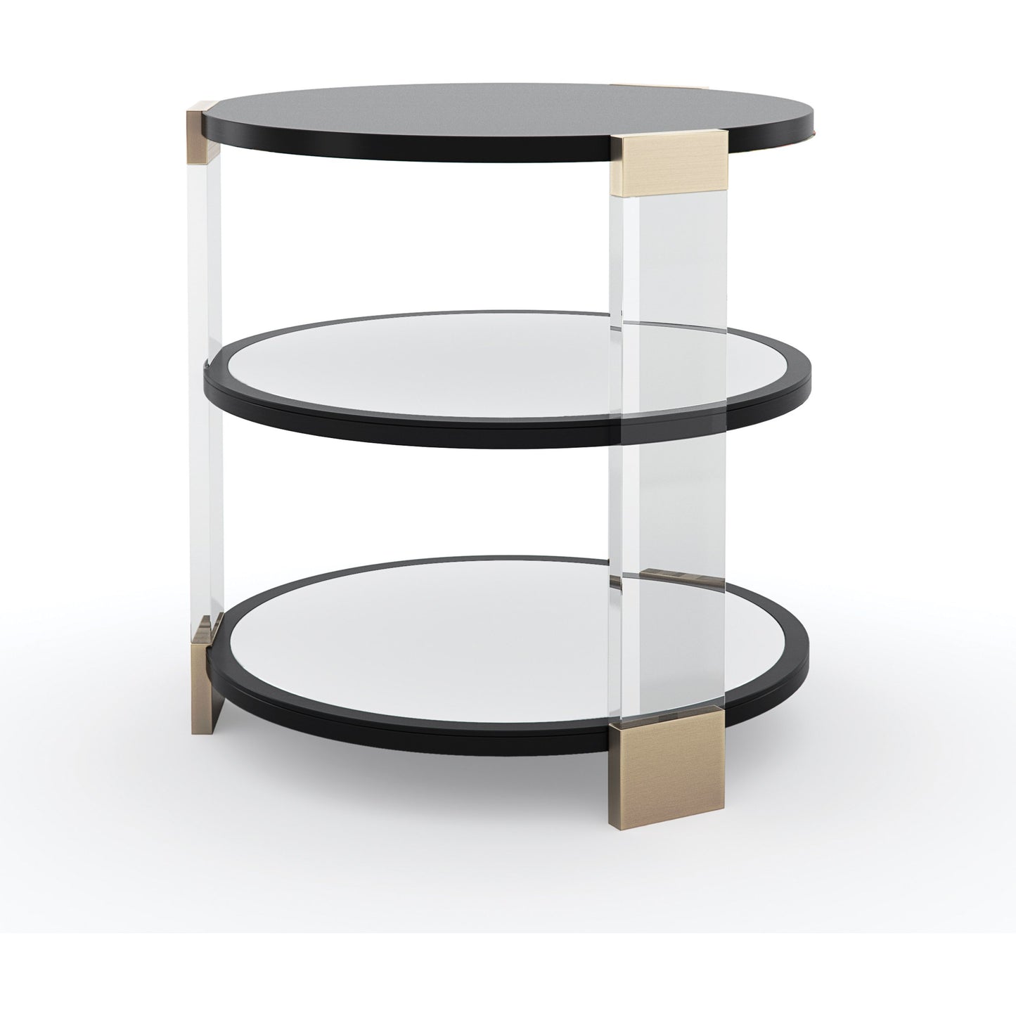 002 SI-1756652 | Additional Silo | Go Around It End Table by Caracole in tuxedo black, whisper of gold and tuxedo black, whisper of gold. Made from birch, acrylic, maple in a modern style.