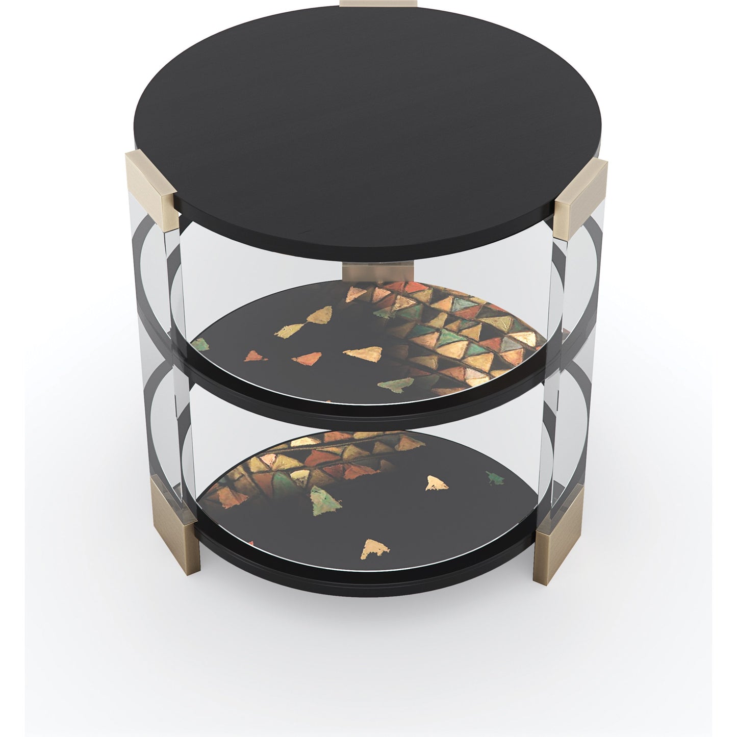 004 SI-1756652 | Additional Silo | Go Around It End Table by Caracole in tuxedo black, whisper of gold and tuxedo black, whisper of gold. Made from birch, acrylic, maple in a modern style.