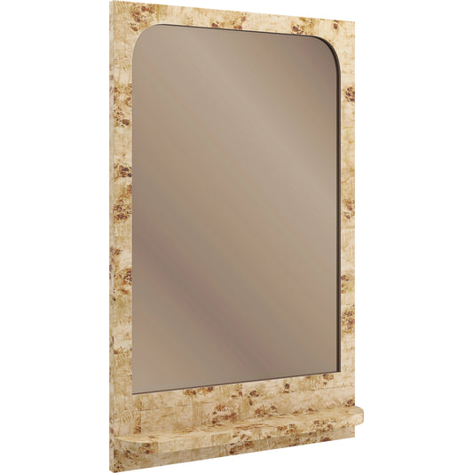 001 SI-2095909 | Primary Silo | Burlesque Mirror by Caracole in mappa burl, brazen bronze leaf. Made from birch, mappa burl in a modern style.
