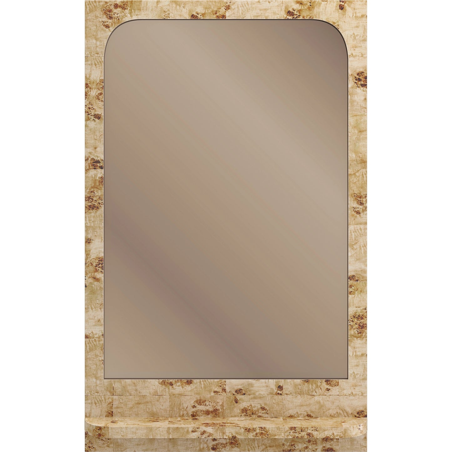 002 SI-2095909 | Additional Silo | Burlesque Mirror by Caracole in mappa burl, brazen bronze leaf. Made from birch, mappa burl in a modern style.