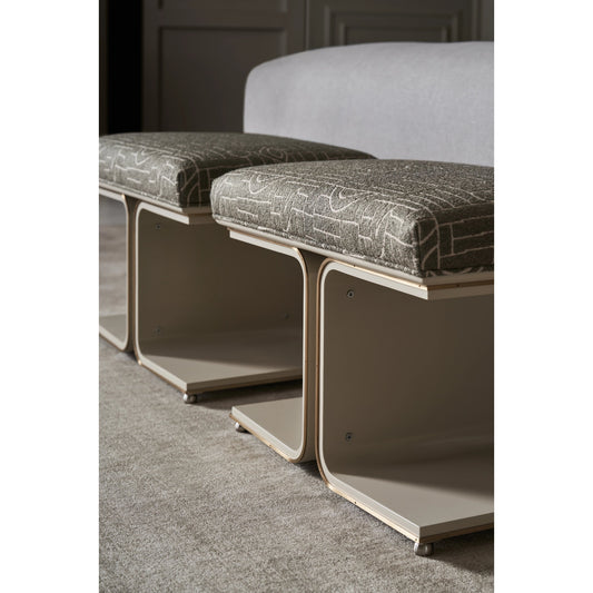 Balance Beam Bench by Caracole in moss green and cloud. Made from poplar in a modern style.