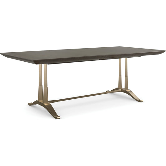 D'orsay Dining Table by Caracole in otter, champagne gold. Made from poplar, metal, tupelo in a modern style.