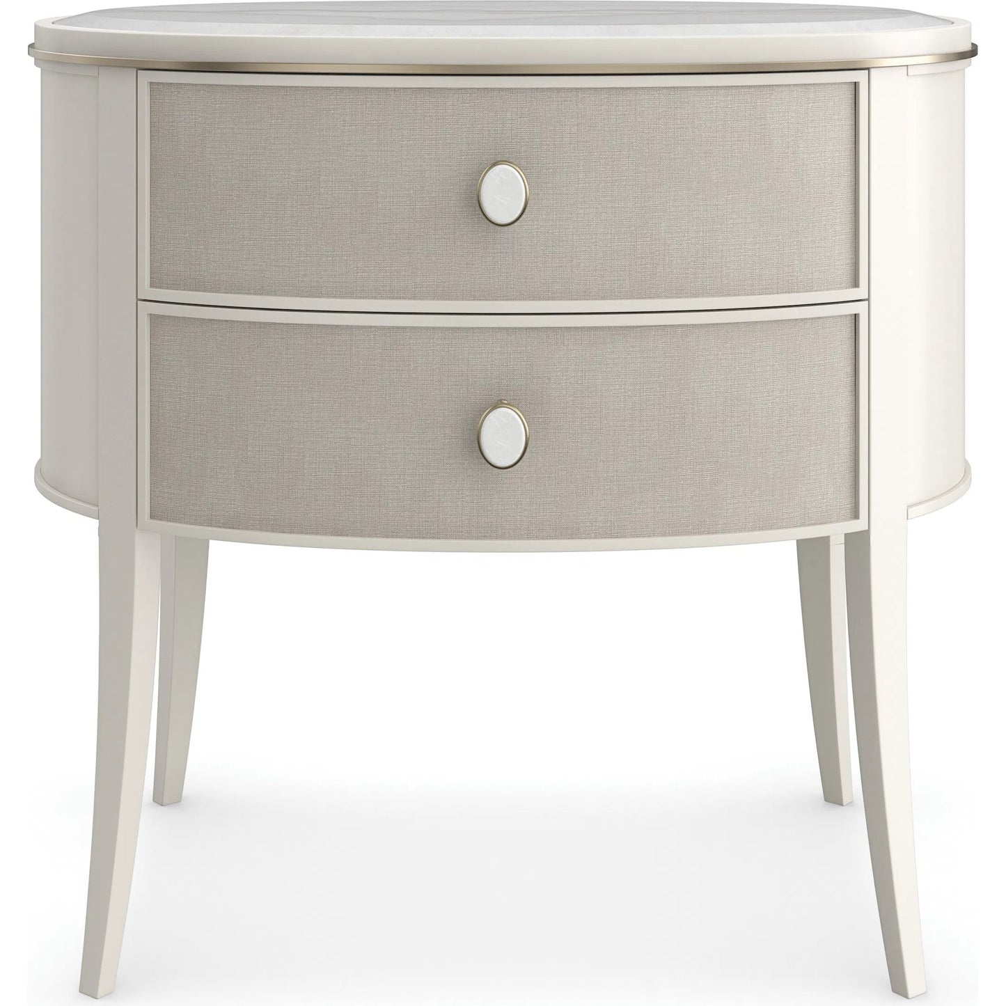 002 SI-2193785 | Additional Silo | Bruges Nightstand by Caracole in almond milk, brushed gold. Made from acacia, marble, metal in a unique style.