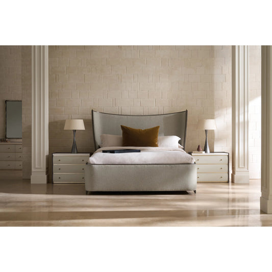 Provence Bed by Caracole in craftsman bronze paint, brushed gold. Made from asian hardwood in a transitional style.