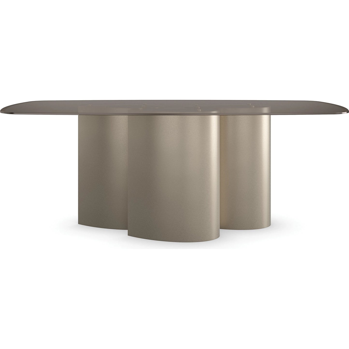 111 SI-2193792 | Additional Silo | Aphelion Dining Table by Caracole in brushed whisper of gold. Made from metal, glass in a modern style.