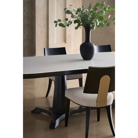Champagne Side Chair by Caracole in champagne and almost black, brushed gold. Made from asian hardwood in a modern style.