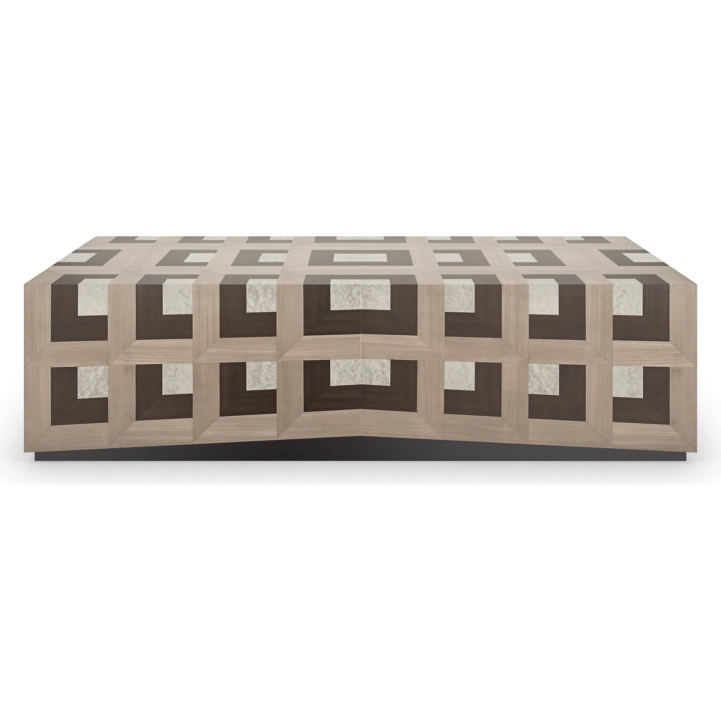 004 SI-2193809 | Additional Silo | Illusion Cocktail Table by Caracole in otter, woodland gray, dreamy burl, almost black. Made from poplar, dyed tupelo, japanese sen, madrona burl in a eclectic & global style.