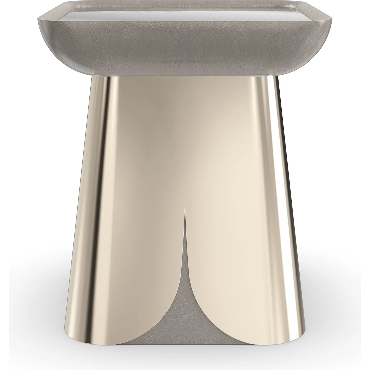 002 SI-2193812 | Additional Silo | Zenith End Table by Caracole in charcoal leaf, whisper of gold. Made from metal, mirror in a transitional style.