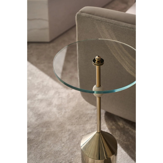 Alpha Spot Table by Caracole in whisper of gold. Made from metal, glass in a modern style.