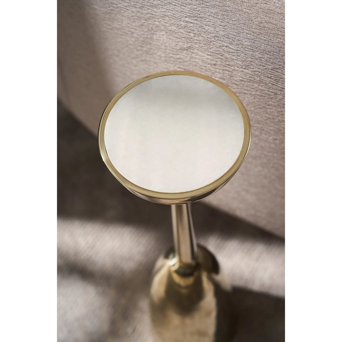 003 SI-2193815 | Closeup | Gamma Spot Table by Caracole in whisper of gold. Made from metal, stone in a unique style.
