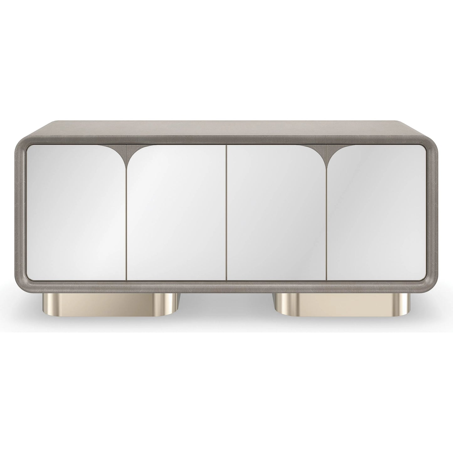 004 SI-2193819 | Additional Silo | Aero Media Console by Caracole in charcoal leaf, whisper of gold. Made from acacia, mirror, metal, birch in a unique style.