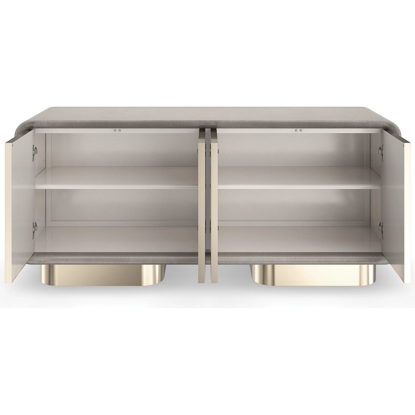 003 SI-2193819 | Additional Silo | Aero Media Console by Caracole in charcoal leaf, whisper of gold. Made from acacia, mirror, metal, birch in a unique style.