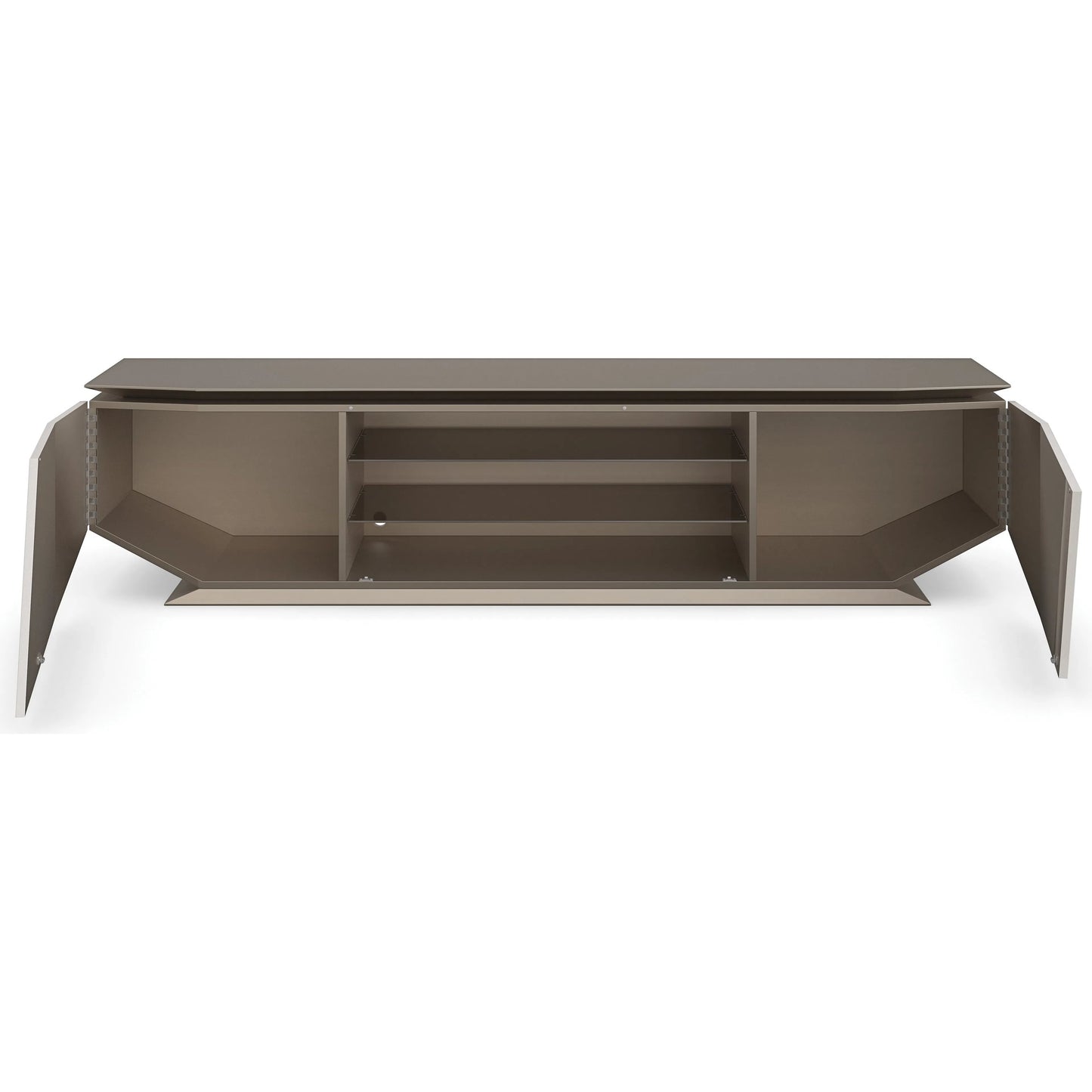 002 SI-2193820 | Additional Silo | Axis Media Console by Caracole in warm reflections, oyster. Made from acacia, glass in a unique style.