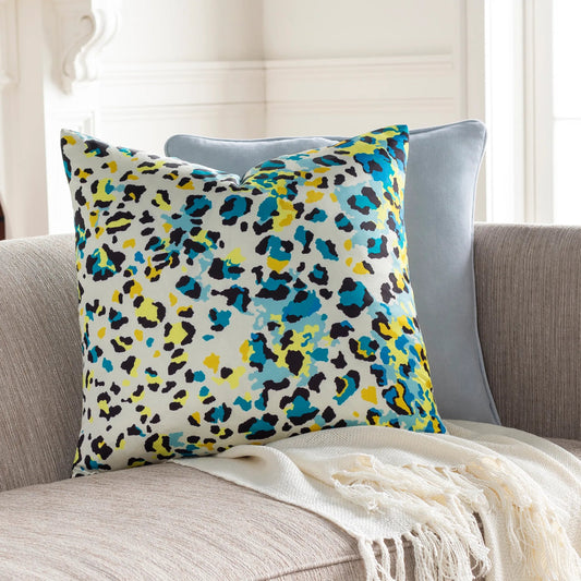Chloe Pillow - 11665 by Surya in ivory, aqua, yellow, mustard, blue. Made from 100% polyester in a unique style.
