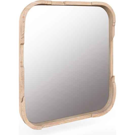 Post Square Accent Mirror by A.R.T. Furniture in cracked almond. Made from ash, solid pine, resin, glass in a modern style.