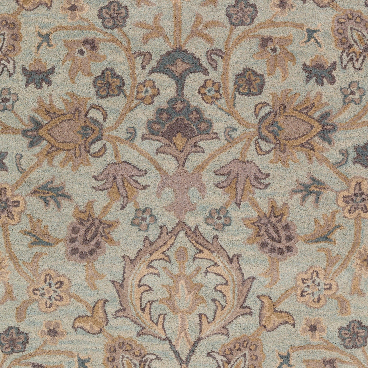 003 79283-27806 | Closeup | Castello Rug - 15550 by Surya in ice blue, gray, blue, taupe. Made from 100% wool in a unique style.