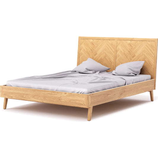Colton Bed by LH Imports in light brown. Made from solid oak, mdf oak veneer in a modern style.