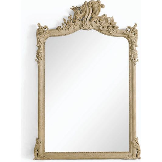 Timeless Eden Carved Wall Mirror by Jonathan Charles in bleached chestnut. Made from oak, glass in a traditional style.