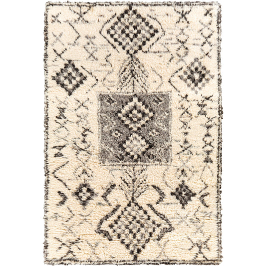 001 SI-1878674,SI-1878675,SI-1878677 | Primary Silo | Camille Rug - 27015 by Surya in cream, medium gray, black. Made from 100% new zealand wool in a unique style.