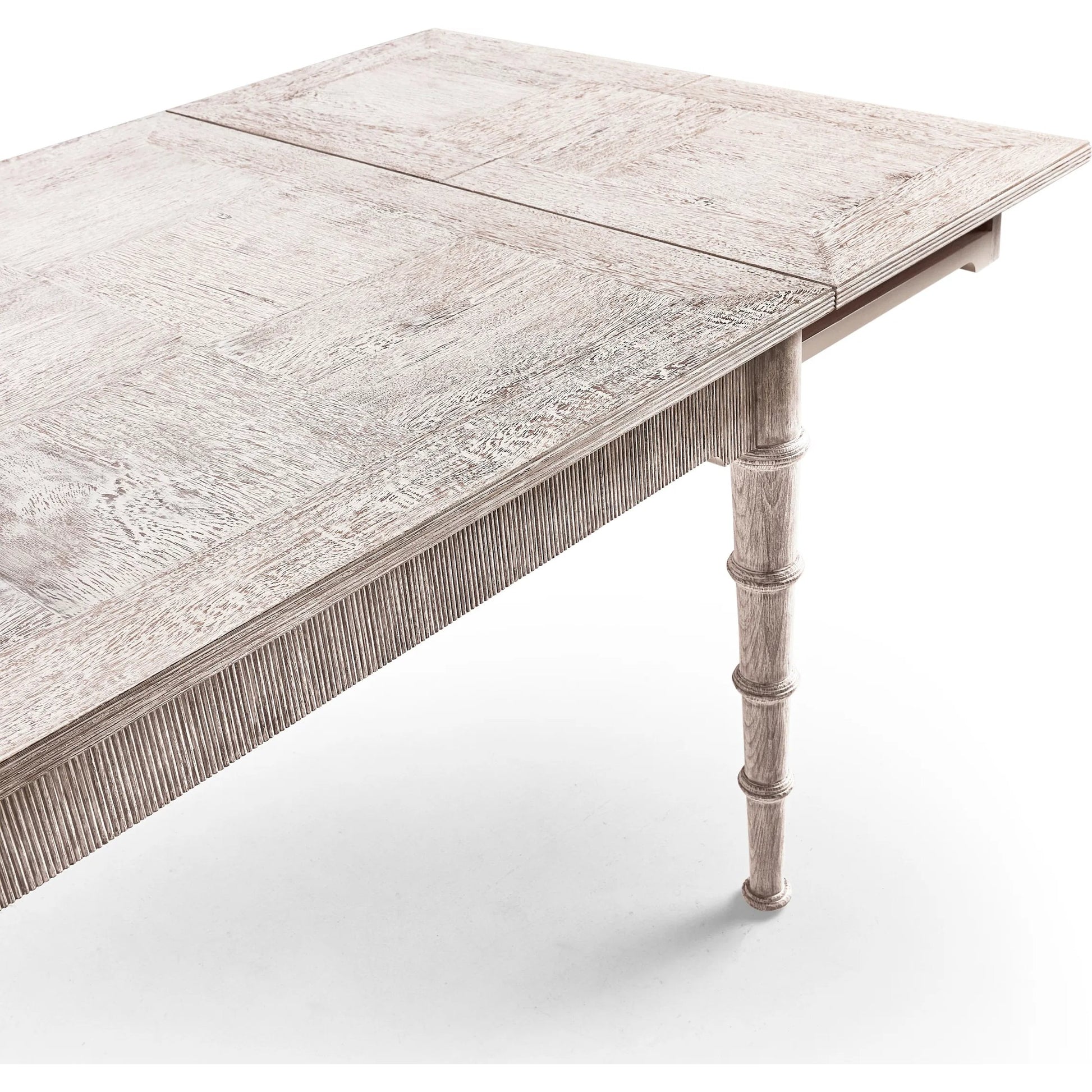 100" Bywater Extending Dining Table by Jonathan Charles in washed acacia. Made from acacia in a transitional style.