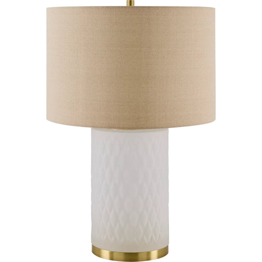 Cancale Accent Table Lamp by Livabliss. Made from glass, iron, linen in a transitional style.