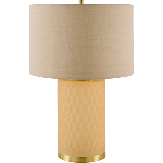 Cancale Accent Table Lamp by Livabliss. Made from glass, iron, linen in a transitional style.