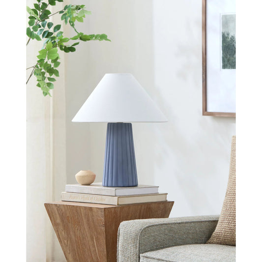 Conju Accent Table Lamp by Livabliss in hand painted. Made from ceramic, linen, polyester in a transitional style.