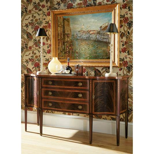 Windsor Mahogany Credenza with Curved Doors by Jonathan Charles in brown and medium antique mahogany. Made from acacia in a traditional style.