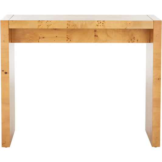 Netawaka Console Table by HedgeApple Essentials in natural. Made from mdf with poplar burl wood veneer in a modern style.